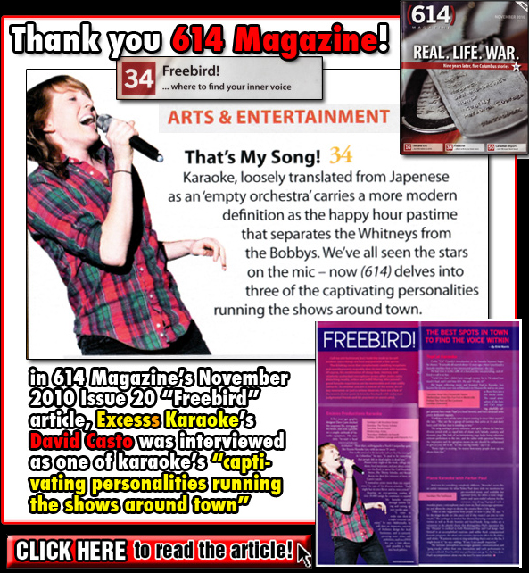 Freebird-614 Magazine article featuring 3 of Columbus' Karaoke Hosts